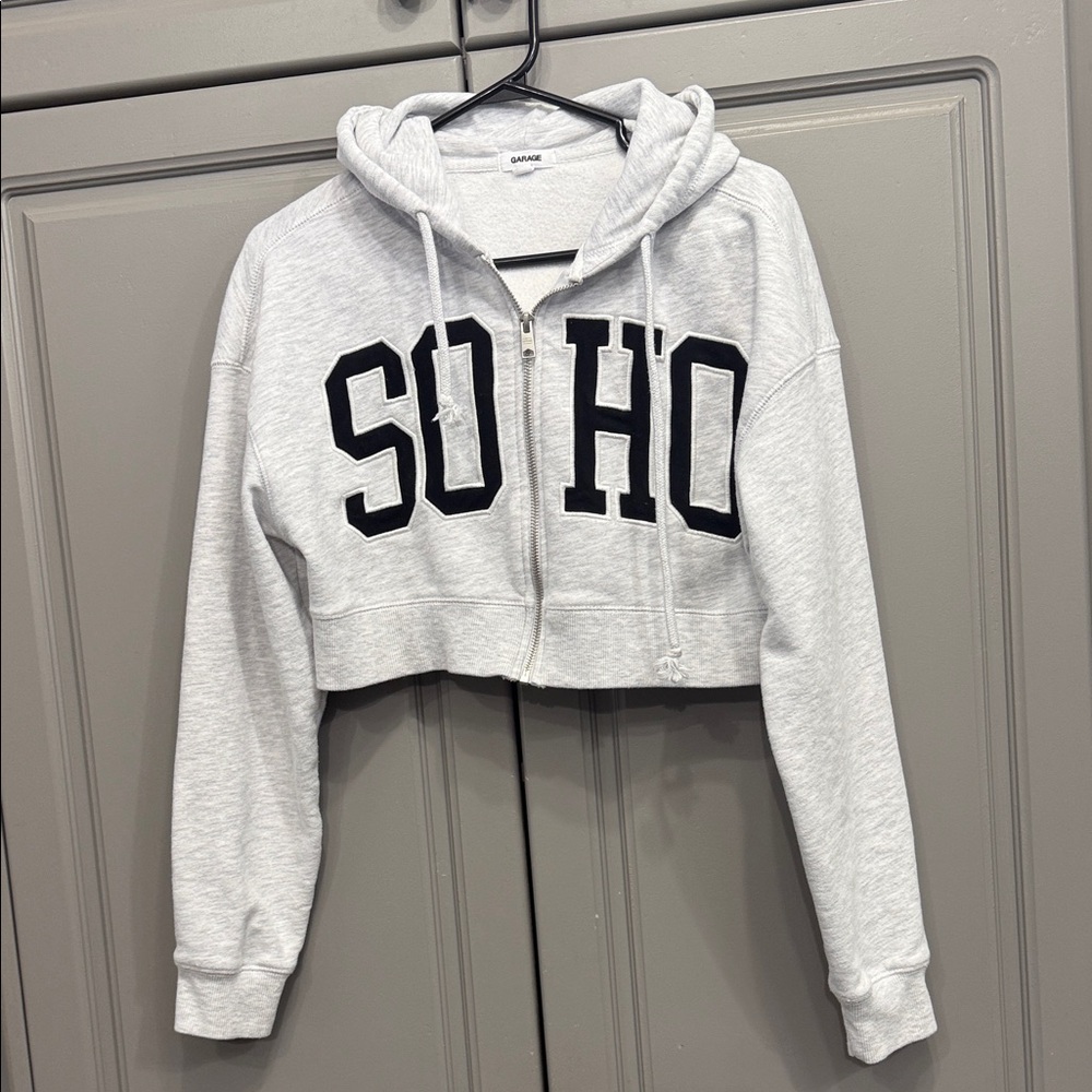 Garage Light Gray crop Hoodie